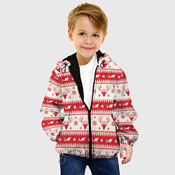 Куртка с капюшоном детская Новогодний орнамент с Оленями, цвет: 3D-черный — фото 2