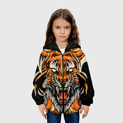 Куртка с капюшоном детская Символ года тигр в гневе, цвет: 3D-черный — фото 2