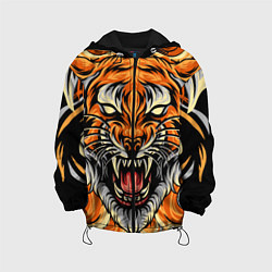 Куртка с капюшоном детская Символ года тигр в гневе, цвет: 3D-черный