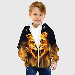 Куртка с капюшоном детская Тигр В Пламени, цвет: 3D-белый — фото 2