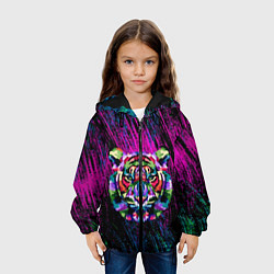 Куртка с капюшоном детская Тигр Красочный 2022, цвет: 3D-черный — фото 2