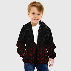 Куртка с капюшоном детская СЛАВЯНСКИЕ РУНЫ, БРЫЗГИ КРАСОК, цвет: 3D-черный — фото 2