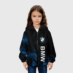Куртка с капюшоном детская BMW, БМВ ГЕОМЕТРИЯ ПОЛОСЫ, цвет: 3D-черный — фото 2