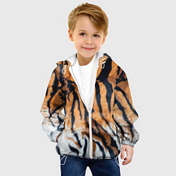 Куртка с капюшоном детская Шкура тигра Новый год 2022, цвет: 3D-белый — фото 2