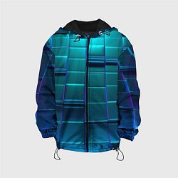Куртка с капюшоном детская 3D квадраты неоновые, цвет: 3D-черный