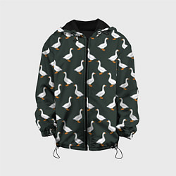 Куртка с капюшоном детская Гуси паттерн, цвет: 3D-черный
