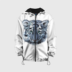 Куртка с капюшоном детская Взгляд белого тигра, цвет: 3D-черный