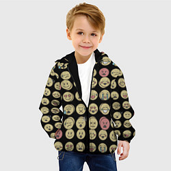 Куртка с капюшоном детская Смайлики эмодзи паттерном, цвет: 3D-черный — фото 2
