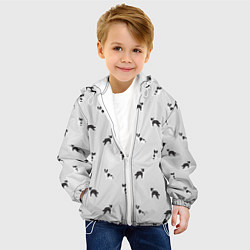 Куртка с капюшоном детская Черно-белые собачки паттерн, цвет: 3D-белый — фото 2