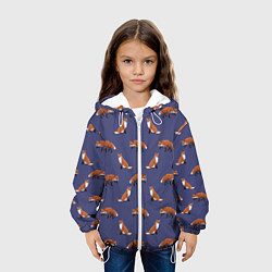 Куртка с капюшоном детская Акварельные лисы паттерн, цвет: 3D-белый — фото 2