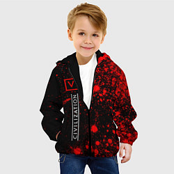 Куртка с капюшоном детская CIVILIZATION VI Арт По вертикали, цвет: 3D-черный — фото 2