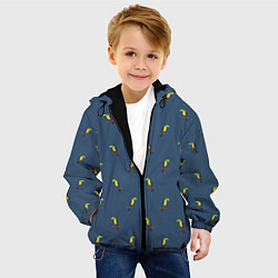 Куртка с капюшоном детская Тукан паттерн, цвет: 3D-черный — фото 2
