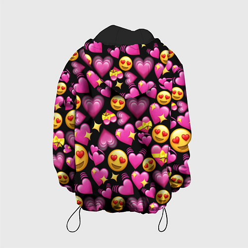 Детская куртка Эмодзи сердечки / 3D-Черный – фото 2