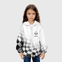 Куртка с капюшоном детская Renault, Рено Финишный флаг, цвет: 3D-белый — фото 2