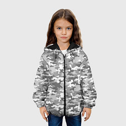 Куртка с капюшоном детская Серый Военный Камуфляж, цвет: 3D-черный — фото 2