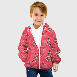 Куртка с капюшоном детская Сакура красная, цвет: 3D-белый — фото 2