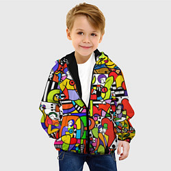 Куртка с капюшоном детская Romero Britto - love collage, цвет: 3D-черный — фото 2