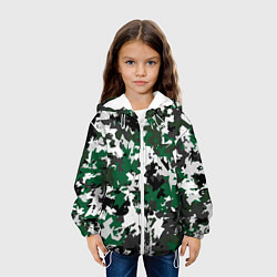 Куртка с капюшоном детская Зелено-черный камуфляж, цвет: 3D-белый — фото 2