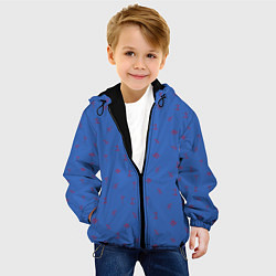 Куртка с капюшоном детская Зимние виды спорта на синем фоне, цвет: 3D-черный — фото 2
