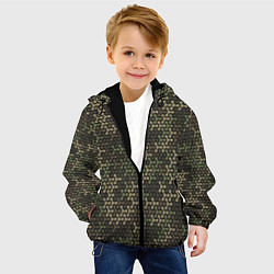 Куртка с капюшоном детская Абстрактный Охотничий Камуфляж, цвет: 3D-черный — фото 2