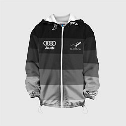 Куртка с капюшоном детская Audi, Ауди Серый градиент, цвет: 3D-белый