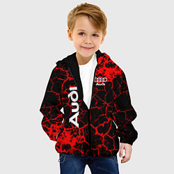 Куртка с капюшоном детская Audi красные трещины, цвет: 3D-черный — фото 2