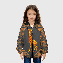 Куртка с капюшоном детская Жираф из листьев, цвет: 3D-черный — фото 2
