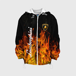 Куртка с капюшоном детская Lamborghini пламя огня, цвет: 3D-белый