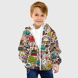 Куртка с капюшоном детская Смайл рисунки - арт, цвет: 3D-белый — фото 2