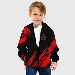 Куртка с капюшоном детская Mitsubishi Texture Red, цвет: 3D-черный — фото 2