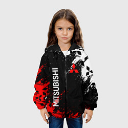 Куртка с капюшоном детская Mitsubishi - Red & White pattern, цвет: 3D-черный — фото 2