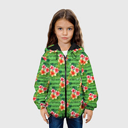 Куртка с капюшоном детская Летние цветочки и блестки, цвет: 3D-черный — фото 2