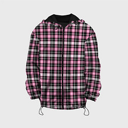 Куртка с капюшоном детская Шотландская клетка Tartan scottish роз-черно-бел, цвет: 3D-черный