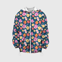 Куртка с капюшоном детская Поле цветов, цвет: 3D-белый