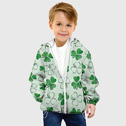 Куртка с капюшоном детская Трехлистный клевер День Св Патрика, цвет: 3D-белый — фото 2