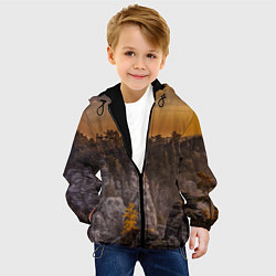 Куртка с капюшоном детская ГОРЫ И ЛЕС НА ЗАКАТЕ, цвет: 3D-черный — фото 2