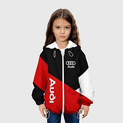 Куртка с капюшоном детская Audi Ауди Черный Красный Белый, цвет: 3D-белый — фото 2