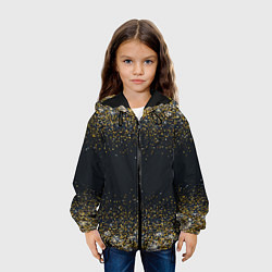 Куртка с капюшоном детская Золотые блестки на темном фоне Сияющий глиттер, бл, цвет: 3D-черный — фото 2