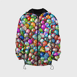 Куртка с капюшоном детская Пасхальные крашеные яйца, цвет: 3D-черный