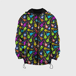 Куртка с капюшоном детская Разноцветные Гитары, цвет: 3D-черный