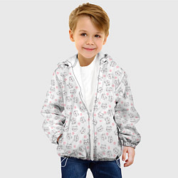 Куртка с капюшоном детская Кошачий паттерн с щечками и лапками Милота, цвет: 3D-белый — фото 2
