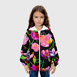 Куртка с капюшоном детская Цветочный узор Floral pattern, цвет: 3D-белый — фото 2