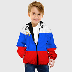Куртка с капюшоном детская Флаг России с серпом и молотом, цвет: 3D-черный — фото 2