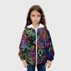Куртка с капюшоном детская Абстрактный узор Vanguard Fashion Неон, цвет: 3D-белый — фото 2