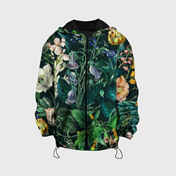 Куртка с капюшоном детская Цветы Темный Сад, цвет: 3D-черный