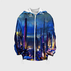 Куртка с капюшоном детская Город будущего Неон, цвет: 3D-белый