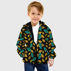 Куртка с капюшоном детская Золотые и зеленые листья, цвет: 3D-черный — фото 2