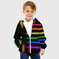 Куртка с капюшоном детская Неоновое свечение Minimalism Neon, цвет: 3D-белый — фото 2