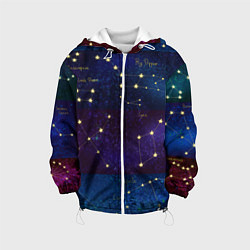 Куртка с капюшоном детская Самые известные созвездия Северного полушария лето, цвет: 3D-белый