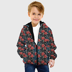 Куртка с капюшоном детская Flowers Pattern, цвет: 3D-черный — фото 2